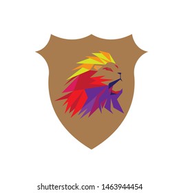 Creative Abstract Colorful Lion Head Logo Design Illustration

