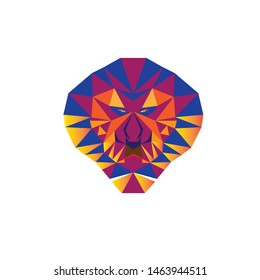Creative Abstract Colorful Lion Head Logo Design Illustration
