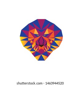 Creative Abstract Colorful Lion Head Logo Design Illustration
