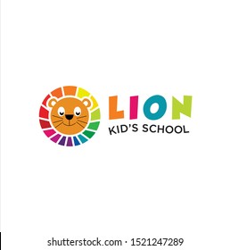 Creative Abstract Colorful Lion Head Logo Stock Vector. Creative Vector Tiger Logo Funny.