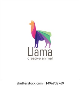 Creative Abstract Colorful LLama Logo Icon Design Vector, Animal Logo Colorful Design, Alpaca, Vicuna, Huacaya alpaca, guanaco logo Design