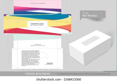 Creative abstract colorful patches tissue box concept, template for business purpose, place your text and logos and ready to go for print