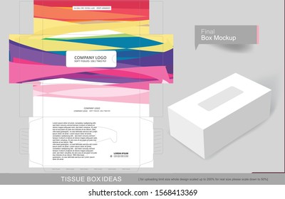 Creative abstract colorful patches tissue box concept, template for business purpose, place your text and logos and ready to go for print