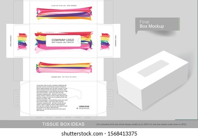 Creative abstract colorful patches tissue box concept, template for business purpose, place your text and logos and ready to go for print