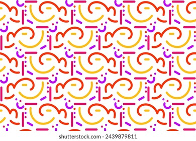 Kreative abstrakte bunte Schnörkellinien Hintergrund. Kinder verspielte Hand gezeichnete Doodle, nahtlose Muster. Vektorgrafik