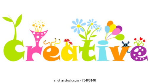 Creative abstract concept - colorful living letters. Vector illustration