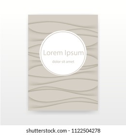 Creative abstract concept for cover , vector background in pastel beige color , wrinkled wave fabric  3D illustration.