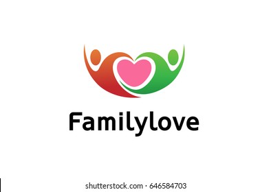 Creative Abstract Couple And heart inside Symbol Logo Vector Design Illustration