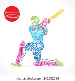 creative abstract cricket player design by brush stroke vector