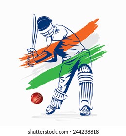 creative abstract cricket player hi the ball design by brush stroke vector 