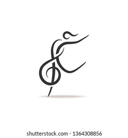 Creative abstract dance logo design. Vector image.