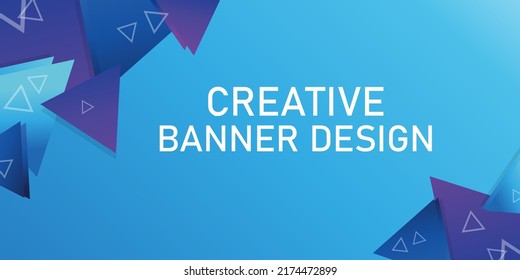 Diseño abstracto creativo triángulo púrpura azul banner único