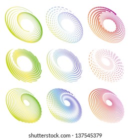 Creative and abstract design circle and round symmetric elements in a bright color scheme easy to change in eps format.