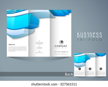 Creative abstract design decorated, Business Trifold Brochure, Template or Flyer with front and back side presentation.