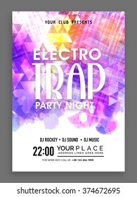 Creative abstract design decorated Flyer, Banner or Template presentation for Electro Trap, Party Night celebration.