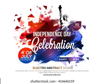 Creative abstract design decorated, Poster, Banner or Flyer design for American Independence Day celebration.