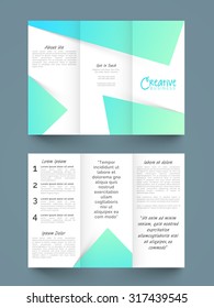 Creative abstract design decorated, Professional business Trifold, Flyer, Template or Corporate Brochure.