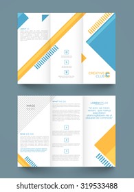 Creative abstract design decorated, stylish Trifold Brochure, Flyer, Banner or Template.