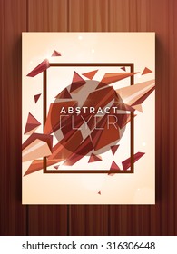 Volante de diseño de resumen creativo, banner o plantilla para su negocio sobre fondo de madera.