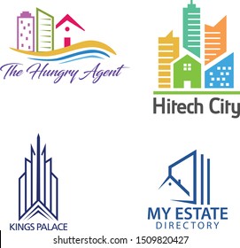Creative and abstract design of real estate logo in colorful and different styles in a very unique design.