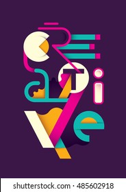 Creative abstract design with typography. Vector illustration.