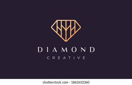 creative abstract diamond logo in modern and luxury style with gold color