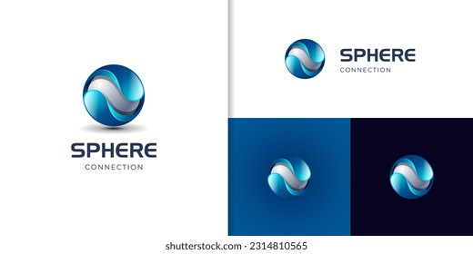 Kreative abstrakte digitale Sphäre Technologie Vektorlogo Design Element. Symbol für das Internet-Geschäftsfeld Web Network