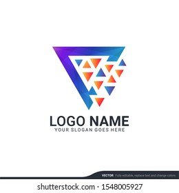 Creative abstract digital technology symbol logo design. Editable vector illustration logo design