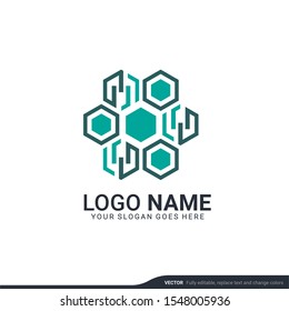 Creative abstract digital technology symbol logo design. Editable vector illustration logo design