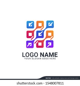 Creative abstract digital technology symbol logo design. Editable vector illustration logo design
