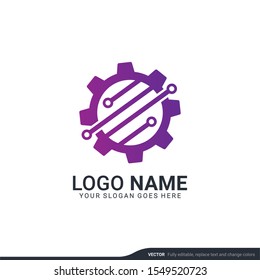 Creative abstract digital technology symbol logo design. Editable vector illustration logo design