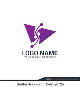 Creative abstract digital technology symbol logo design. Editable vector illustration logo design