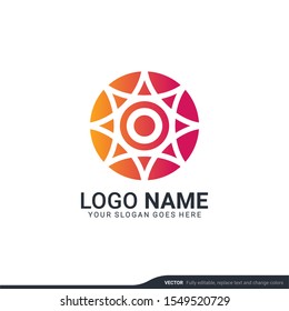Creative abstract digital technology symbol logo design. Editable vector illustration logo design