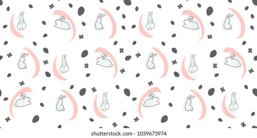 Creative abstract Easter bunnies and eggs Seamless Pattern trendy background for advertising, textile, wallpaper, social media, web design, etc. Vector Illustration