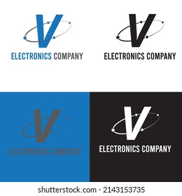 Creative Abstract Electronic Company Logo With Initial Letter As V With Digital Signs Or Symbols Vector Illustrations Template Design.