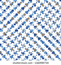 creative abstract elegance shapes vector seamless pattern. geometric Organic texture. Japan folk pattern. Ocean blue and gold texture