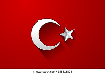 Creative abstract flag of Turkey, turkish flag background vector illustration