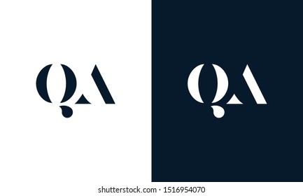 Creative abstract flat letter QA logo. This logo icon incorporate with two abstract shape in the modern way.