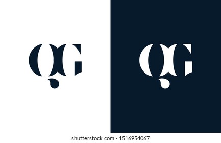 Creative abstract flat letter QG logo. This logo icon incorporate with two abstract shape in the modern way.