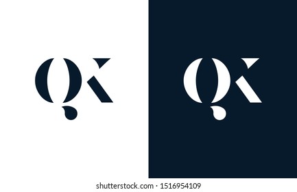Creative abstract flat letter QK logo. This logo icon incorporate with two abstract shape in the modern way.