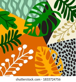 Ilustración vectorial floral abstracta creativa. Patrón de hoja de Monstera bueno para papel pintado