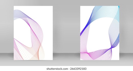Cubierta abstracta creativa del folleto o del folleto con el modelo circular de la línea y el gradiente moderno del color. Diseño multipropósito A4 para informes, marca tecnológica o presentación de eventos promocionales