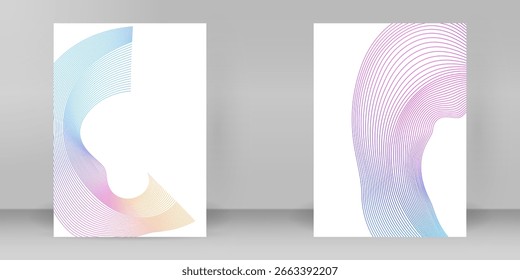 Cubierta abstracta creativa del folleto o del folleto con el modelo circular de la línea y el gradiente moderno del color. Diseño multipropósito A4 para informes, marca tecnológica o presentación de eventos promocionales