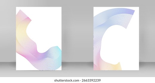 Kreativer abstrakter Flyer oder Broschürenumschlag mit kreisförmigem Linienmuster und modernem Farbverlauf. Mehrzweck-A4-Layout für Bericht, technisches Branding oder Präsentation von Werbeveranstaltungen