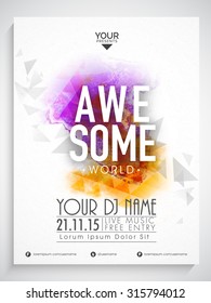 Creative abstract flyer, template or banner design decorated with colorful splash for Awesome Party.
