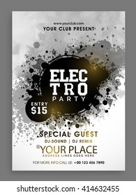 Creative abstract Flyer, Template or Banner design for Electro Musical Party celebration.