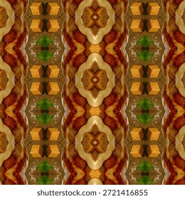 Abstrato criativo, comida, padrão, caleidoscópio, textura feita a partir de sobremesas e doces, formando simetria decorativa para fundo de alimentos artísticos e uso de design.
