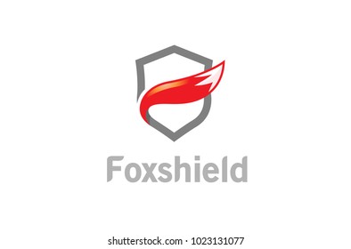 Creative Abstract Fox Tail Shield Protection Security Logo Design Symbol Illustration