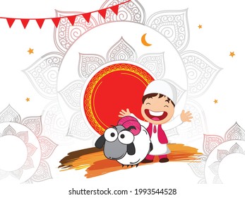 Creative abstract frame design vector illustration for muslim festival eid ul adha. Happy Bakrid.