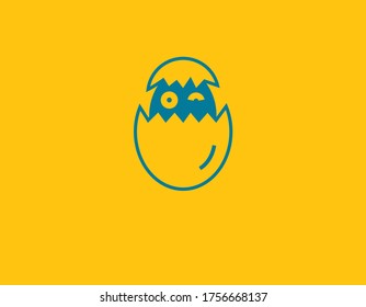 Creative abstract funny logo icon chick in an egg